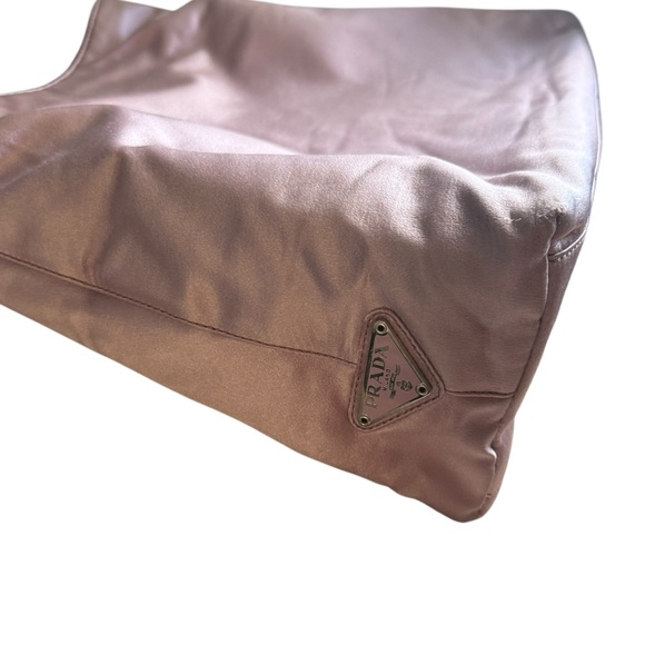 AUTH PRADA SILK LUCITE CLEAR PLASTIC HANDLE HOBO BAG 90s Y2K 💜 LAVENDER PURPLE - Picture 10 of 16